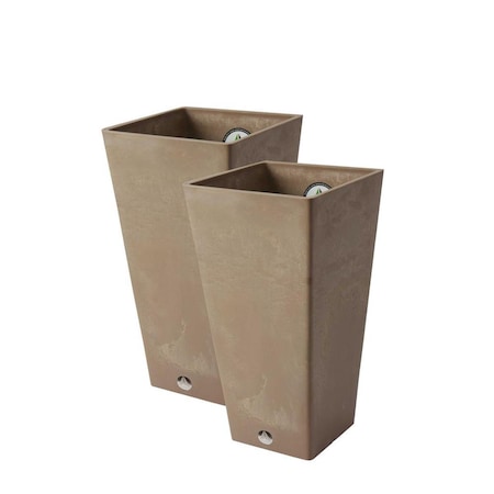 Algreen Valencia 10 in. by 20 in. Height 2 Square Planters, Taupe, 2PK 17831